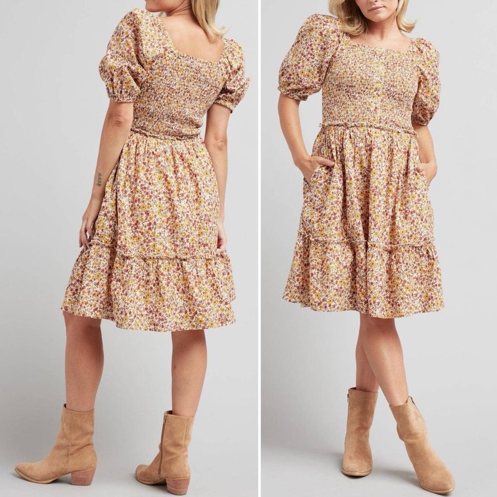 NWT DownEast Kendall Floral Smocked Cotton Dress in Juliet Floral Size XL NEW